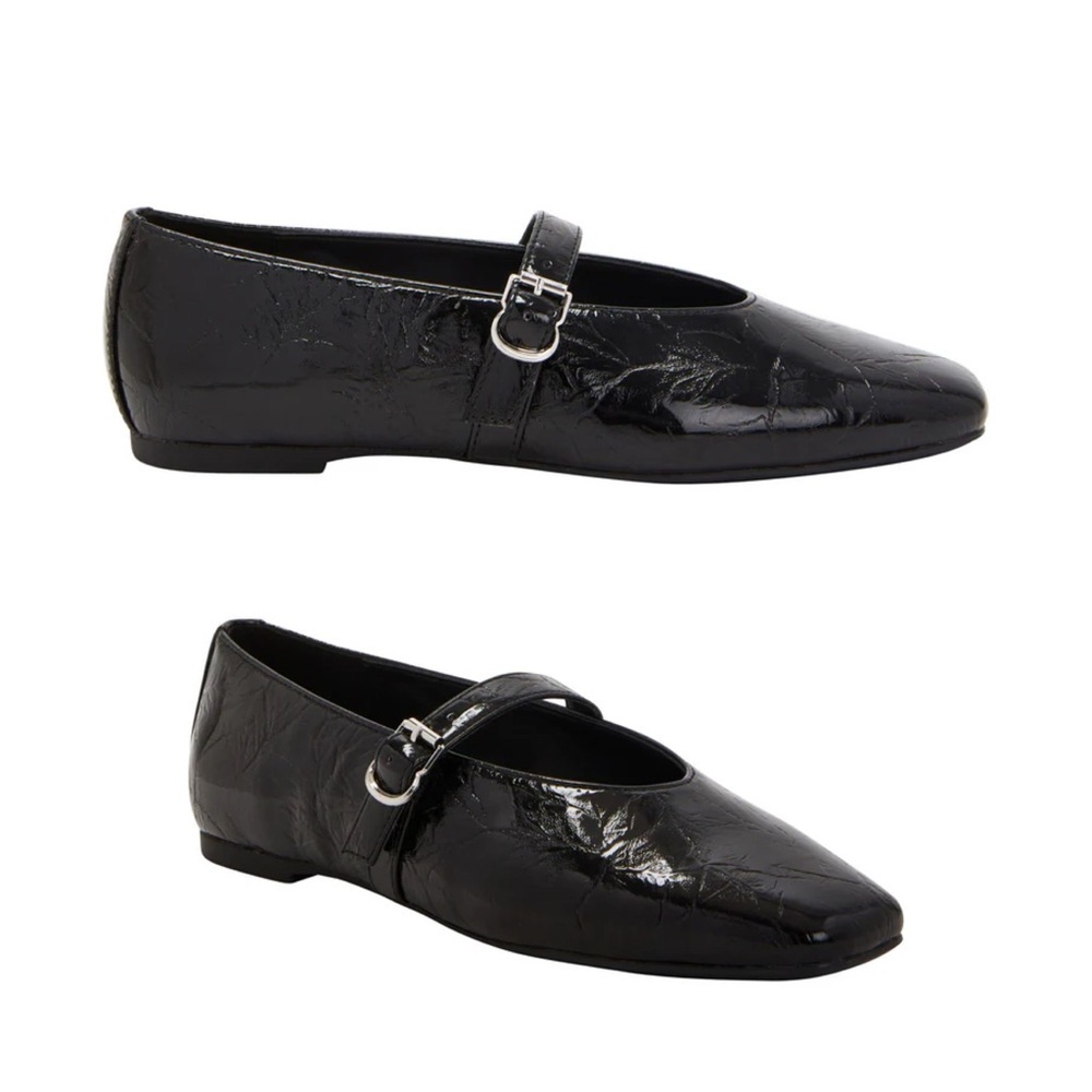 NEW Katy Perry 9.5 The Evie Mary Jane In Black Wrinkle Patent Leather Shoes